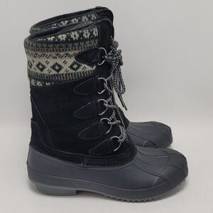 Khombu Cozy K-Comfort Womens Sock Faux Fur Lined Lace Up Duck Winter Boot Sz 7M